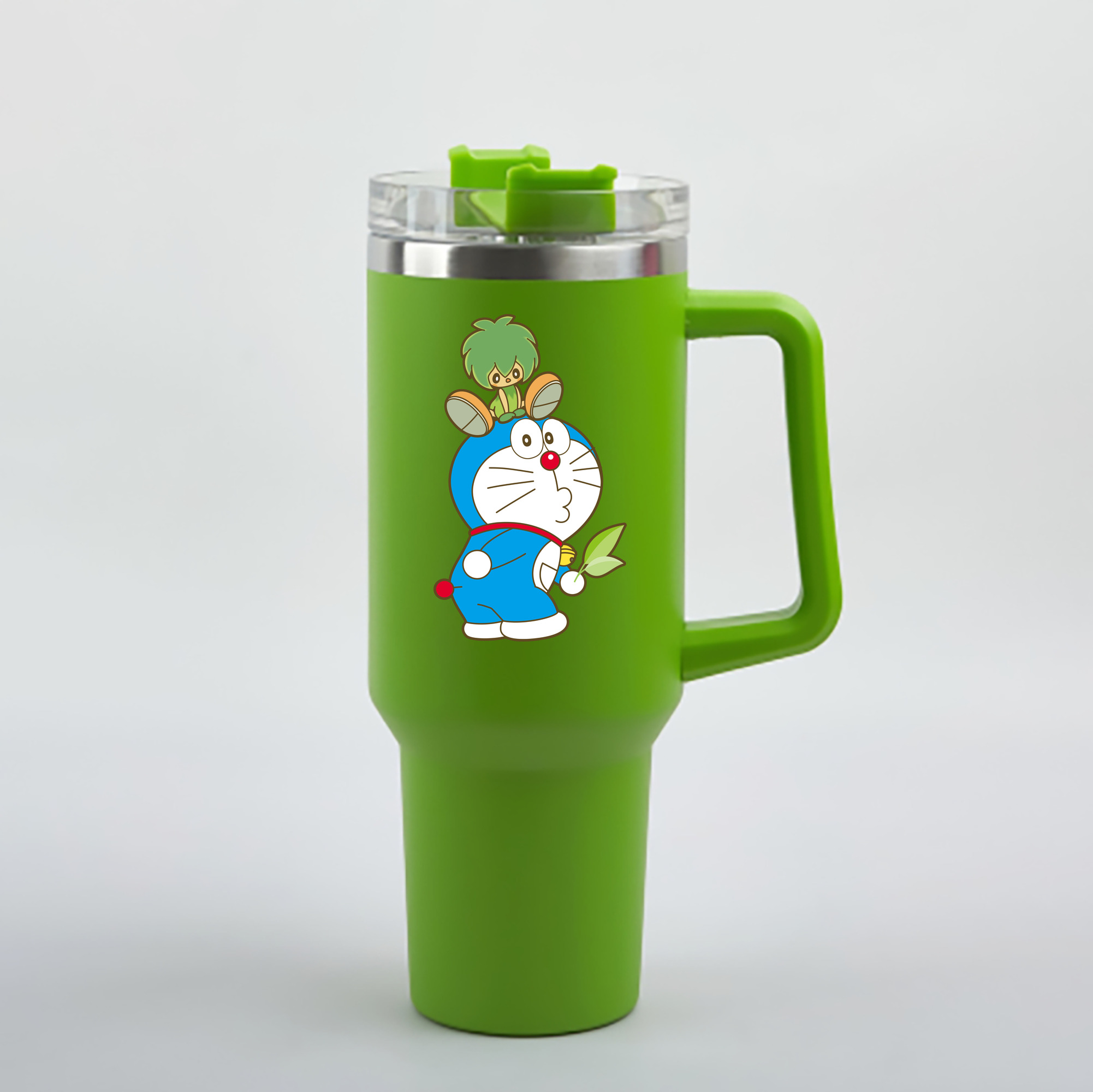 （画像用） ドラえもん Doraemon 1200mL車用タンブラー - クリスタルステッカー（プラスチックストロー付き）